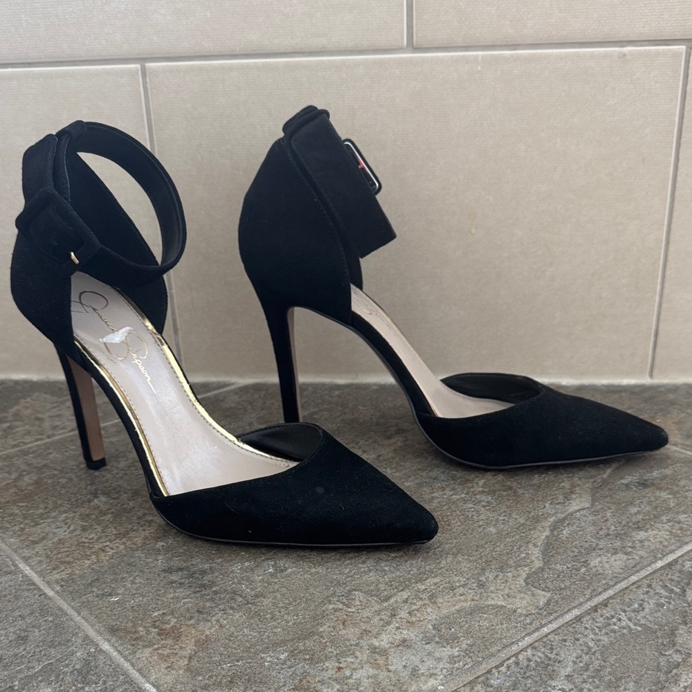 Jessica Simpson Black Stiletto Heels with Ankle Strap